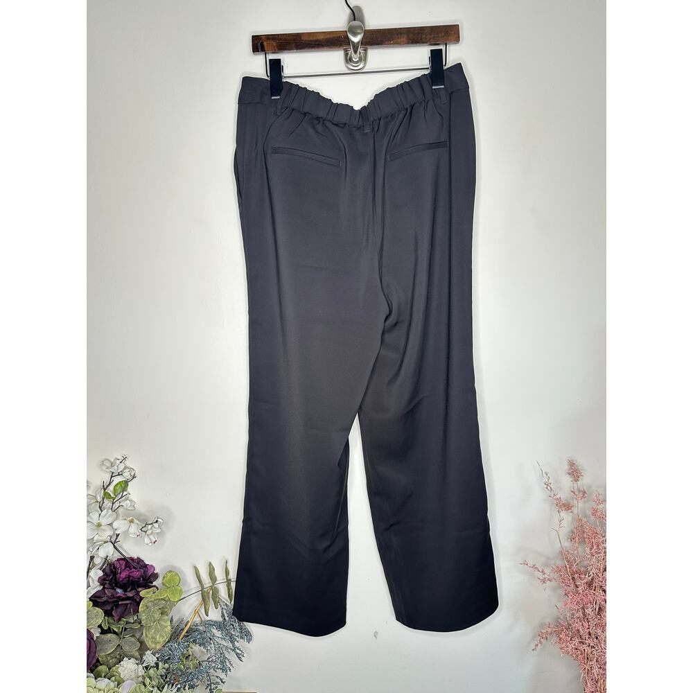 QUINCE Stretch Crepe Pant Pleated Wide Leg Black Sz 12 {II44} - Picture 3 of 6